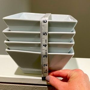 Food Network Set of 4 square white porcelain bowls